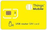 SIM-Karte für USB Router - Things Mobile - mit weltweiter Netzabdeckung und Mehrfachanbieternetz GSM/2G/3G/4G. Ohne Fixkosten und ohne Verfallsdatum. 10 € Guthaben ink