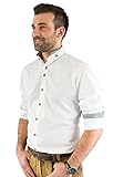 Arido Trachtenhemd Herren 2624 255 Baumwollhemd Weiß Grün Kariert Hemd Stehkragen Slim Fit Freizeit Shirt - 44