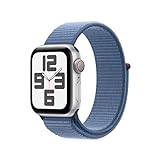 Apple Watch SE (2. Generation, 2023) (GPS + Cellular, 40 mm) Smartwatch mit Aluminiumgehäuse in Silber und Sport Loop in Winterblau. Fitness- und Schlaftracker, Herzfrequenzmesser, CO₂
