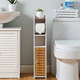 AOJEZOR Freistehend Toilettenrollenhalter, Toilettenpapieraufbewahrung Badregal Toilettenschrank für Kleinen R