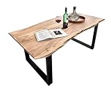 SAM 4251068916765 Esszimmertisch Quentin 200x100 cm aus Akazie-Holz, Tisch mit schwarz lackierten Beinen, Baum-Tisch mit natürlicher Optik