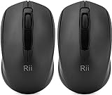 Rii Kabellose Maus, 1000 dpi, für PC, Laptop, Windows, Büro, inklusive USB-Dongle, 2 Stück (schwarz)