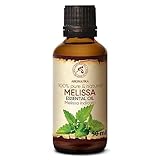 Zitronenmelissenöl 50ml - Mellissa Indicum - Indien Naturreines Ätherisches Zitronenmelisse Öl für Guten Schlaf - Rumduft - Aromatherapie - Entspannung - Aroma Diffuser - Duftlampe - Öl M