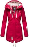 MARIKOO Damen Übergangsjacke Softshellmantel wasserdicht mit Kapuze Zimtzicke Fuchsia Gr. S