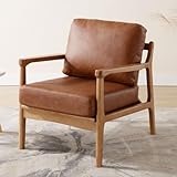 Wahson Vintage Sessel Wohnzimmer Loungesessel aus Kunstleder Moderner Akzentstuhl, Relaxsessel mit Holzgestell für Wohnzimmer/Schlafzimmer, B