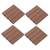 CANIGHT 4 Stück Holz Kunststoff Bodenfliesen Für Den Außenbereich, Ineinander Greifende Terrassenfliesen, Bodenbelag Für Den Außenbereich, Terrassenfliesen, Ineinander Greifende Allw