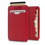 Vaultskin Chelsea Ultra-Slim Leder-Geldbörse für die Vordertasche - RFID-Blockierung für Männer mit Geschenkbox (Rot)