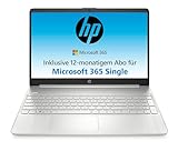 HP Laptop | 15,6' FHD Display | Intel Celeron N4500 | 4 GB DDR4 RAM | 128 GB SSD | Intel UHD Graphics | Windows 11 Home im S-Modus | QWERTZ Tastatur | Silber | inkl. Microsoft Office 365 Sing