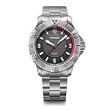 WENGER Herren Armbanduhr Seaforce, Ø 43 mm, Swiss Made, Analog Quarz, Wasserdicht bis 200 m, Edelstahl-Armband, Schwarz/Silber, 01.0641.139
