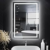 Trintion LED Badspiegel mit Beleuchtung 50x70cm Badezimmer Wandspiegel Badezimmerspiegel mit Touch-Schalter Energiesparend Lichtspieg