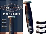 King C. Gillette Style Master Bart Trimmer für Männer mit 1 austauschbare 4D-Klinge und 3 austauschbare Kammaufsätze, Geschenk M