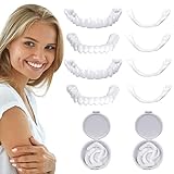 Abiemuce 2 Paare Zähne zum Aufstecken, Veneers Zähne Set Oben und Unten, Kosmetische Veneers Zähne Aufhellung Zahnersatz, Kosmetische Veneers Zähne Aufhellung Zahnersatz, Zahnp