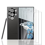 Für Galaxy S24 Ultra PanzerSchutzGlas Schutzfolie, [3 Stück] mit 2 Stück Kameraschutz, 9H Härte Panzerfolie, HD Glas Displayschutz, Fingerabdruck-ID-Kompatibel für Samsung Galaxy S24 Ultra 5G