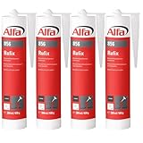 4x Alfa Bitumen Dichtmasse 300 ml Profi-Qualität schwarzer Dachdichtstoff witterungsbeständiger Bitumenkleber zum Abdichten und Verkleb
