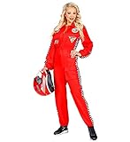 Widmann Rennfahrer Kostüm Overall Jumpsuit rot Anzug exklusiv (Damen Overall, X-Large)