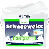 derendo Schneeweiss Wandfarbe hohe Deckkraft 5l Innenfarbe weiß matt ausbessern Testsieger Wände streichen ohne tropfen hochdeckend innen weiss 5 L