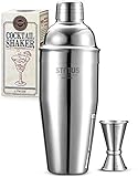 Cocktail Shaker, STNTUS 750ml Cocktailshaker, Bar Zubehör, Cocktail Mixer mit Jigger, Edelstahl, Cocktailset, Cocktail Geschenkset, 2 Stück
