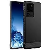 JETech Dünne Hülle für Samsung Galaxy S20 Ultra 5G (2020), Dünne Handyhülle mit Stoßdämpfung und Kohlefaser Design (Schwarz)