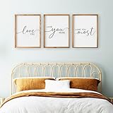 Set mit 3 Schildern 'Love You More', 'I Love You', Wanddekoration für Schlafzimmer und Wohnzimmer (27,9 x 35,6 cm, braun)