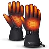 KEMIMOTO Beheizbare Handschuhe, Beheizte Handschuhe mit 2500mAh Akku, heizbare Handschuhe Motorrad Herren, Handschuhe beheizbar für Skifahren, Angel, M