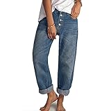 Yokbeer Damen Casual Straight-Leg Jeans Boyfriend High Waist Wide Leg Hose Hosen für Damen die Ganze Saison (Color : Blue, Size : 3XL)