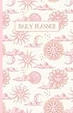 Daily Planner Undated: To Do List Notebook, 24 Hour / 30 min Schedule to Organize Tasks & Appointments - Celestial Moon Sun Stars Pink B