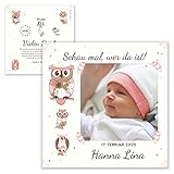Unser-Festtag Schau mal wer da ist Geburtskarte Baby Mädchen Dankeskarte bedanken Geschenke Wunschtext mit Baby-Foto - 5