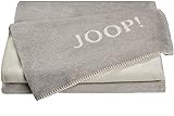Joop! Plaid Decke Uni Doubleface Ecru-Rauch Baumwolle/Dralon, Maße: 200cm x 150cm, 732316