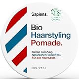 Sapiens Barbershop Haarwachs Männer Bio 60ml - Haarwachs Matt Starker Halt 4/5 - Von BIO Zucker - Menthol-Duftstoffe - Professionelle Haarstyling Produkte Made in F