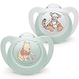 NUK Star Babyschnuller | 0−6 Monate | Beruhigt 99 % der Babys | BPA-freie Silikonschnuller | Winnie the Pooh | Mit Etui | 2 Stück