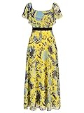 ApartFashion Damen Chiffonkleid Kleid, Gelb-multicolor, 42 EU