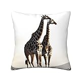 OPSREY Kissenbezug mit afrikanischem Giraffen-Druck, 40,6 x 40,6 cm, weich, langlebig, quadratisch, dekorativer Kissenbezug für Bett, Sofa, S