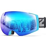 ZIONOR Lagopus X4 Skibrille Verspiegelt Snowboard Brille Magnet Zweilagiges Objektiv Kugelförmiges Design Anti-Fog UV-Schutz Anti-Rutsch-Gurt Schneebrille für Herren D