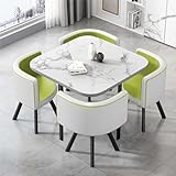 ORBANA Runder Küchentisch und Stühle für 4 Personen, Konferenztisch, runder Tisch 80 cm, 5-teiliges Set, runder Tisch und Stühle, Bürotisch und Stühle, geeignet für Empfang