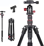 ZOMEI M5 Kamera Stativ Einbeinstativ, 140cm Handy Stativ, Kompakt Aluminiumlegierung Reisestativ mit Handy Halterung, Kugelkopf und S