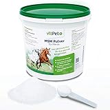 VitPet+ MSM Pferd – Premium MSM Pulver für Pferde im 1,8 kg Eimer inkl. Dosierlöffel (Methylsulfonylmethan- / Schwefel-Pulver für Pferde und Hunde)