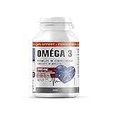 Omega 3 – Fischöl 3000 mg + Vitamin E – hochdosiert in EPA DHA – Konzentration, Gedächtnis, Kardioprotektor, geruchsneutral – Programm 60 J – französisches Labor Eric F
