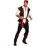 Boland - Kostüm für Erwachsene Pirat Thunder, Hose, Shirt, Weste, Stulpen, Captain, Jack, Sparrow, Seeräuber, Meuterei, Karneval, Halloween, Fasching, Mottoparty, Verkleidung, T