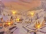 alottagifts Leinwanddruck, Motiv: beleuchtete schneebedeckte Stadt, mit Timer, 30,5 x 40,6 cm, LED-beleuchtete Leinwand, Kunstdruck, Design mit schneebedeckter S