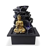 Zen Light Shira Zimmerbrunnen mit Pumpe und LED-Beleuchtung, Kunstharz, Schwarz, Einheitsgröß