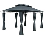 CASARIA® Pavillon Topas 3x4m Metall Wasserabweisend UV-Schutz 50+ mit Seitenteile Stabil Gartenpavillon M