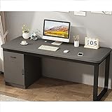 SZITW Moderner Schreibtisch mit Schubladen und Schrank, Heimbüro, Computertisch, Schreibtisch, Arbeitszimmer, mit stabilem Metallrahmen (99 cm, grau)