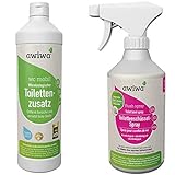 awiwa 2er Set Sanitärflüssigkeit: wc mobil 1l (Toilettenzusatz)+ Flush Spray 500ml Reinigungsspray für die Camping T