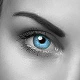 2x Himmelblaue Kontaktlinsen'Sky Blue' 2 Kontaktlinsen ohne Stärke + gratis Kontaktlinsenb