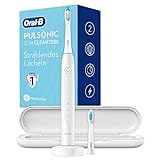 Oral-B Pulsonic Slim Clean 2500 Elektrische Schallzahnbürste, 2 Aufsteckbürsten, 2 Putzmodi für Zahnpflege und gesundes Zahnfleisch mit Timer, Reiseetui, Designed by Braun, weiß, 1 Stück (1er Pack)
