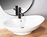 VBChome Waschtisch Keramik 60 x 40 x17 cm Design Oval Handwaschbecken Aufsatz-Waschschale FÜR Badezimmer AUFSATZWASCHBECKEN WASCHSCHALE GÄSTE WC