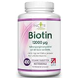 Incite Nutrition Biotin-Haarwachstumsergänzungsmittel 12.000 mcg – Tabletten (Ganzjahresvorrat plus Vorrat), hergestellt im Vereinigten Königreich, für Herren und Damen, 400 Stück (1er-Pack)