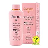 Rosense Rosenwasser 300 ml – feuchtigkeitsspendendes Gesichtswasser zur Gesichtsreinigung Gesichtspflege 100% naturrein veg