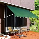 Manuelle einziehbare Markise Außenmarkise (verstellbar) Pergola-Sonnenschutz ohne Stanzen, geeignet für jede Tür oder jedes Fenster (Farbe: Grün, Größe: 4 x 1,2 m (B x L))