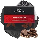 Hallingers Vollmilch Edel-Schokolade mit Macadamia-Nougat, handmade (900g) - 10x Frohes Fest (Tafel-Karton) - zu Weihnachten, Glückwunsch, Danke - jetzt zu Weihnachten 2023 schenk